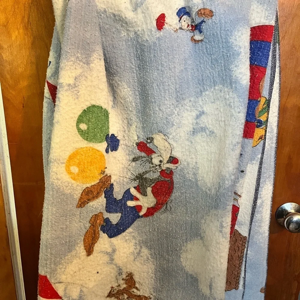 Vintage Disney Mickey Mouse Air Mobile Twin Blanket Dumbo Goofy Pluto